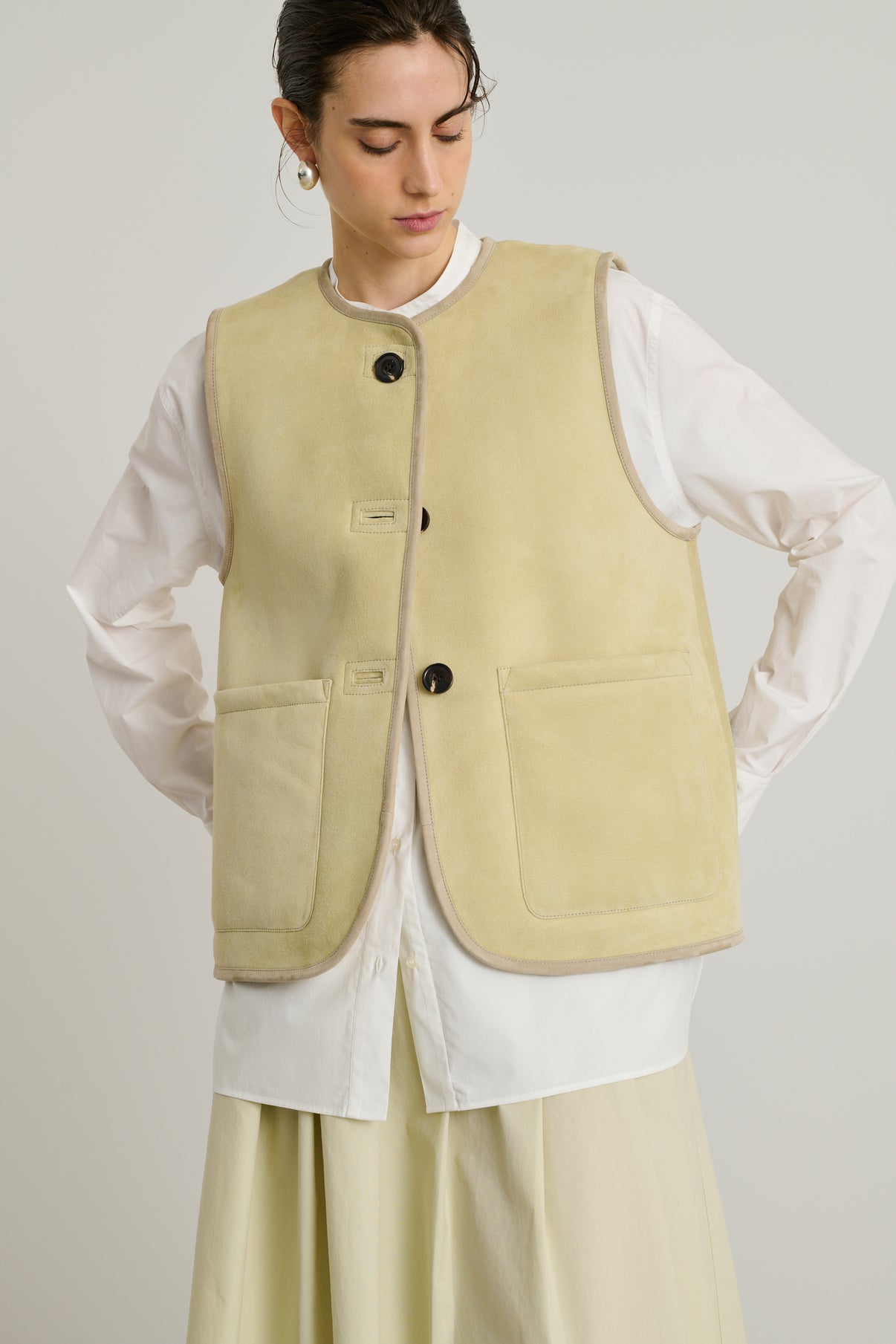 Blouson Duomo - Craie - Cuir - Femme vue 2